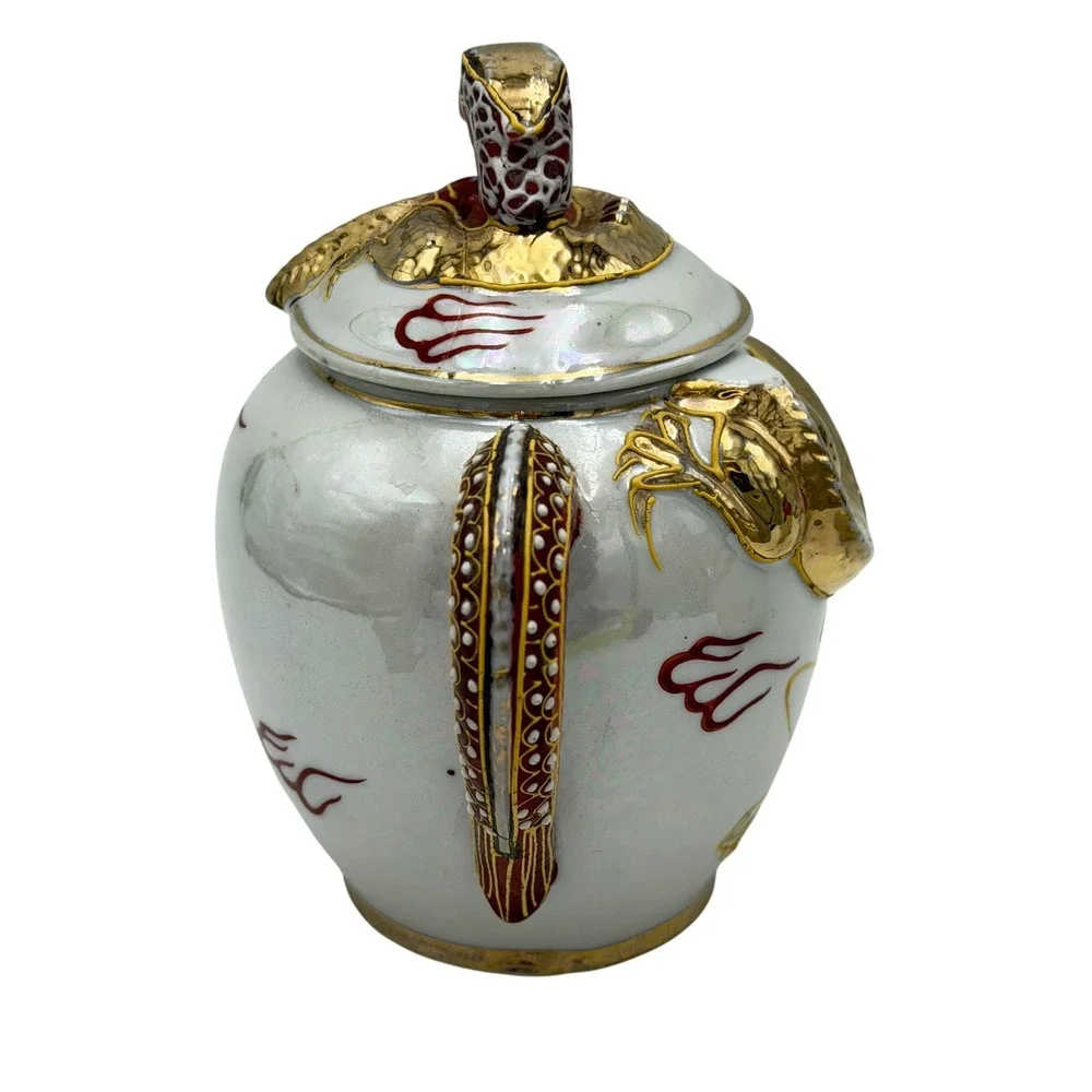 Vtg Gem China Japan Moriage Dragonware Teapot Sugar Bowl Dragon Head‎ Spout READ